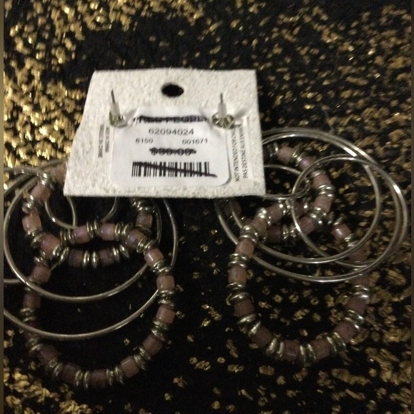 FREE PEOPLE RACER BEADED HOOP EARRINGS - Picture 3 of 3